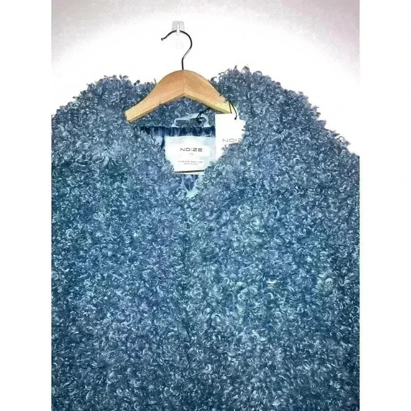 NOIZE Kelly Faux Fur Jacket Blue Cozy Collared Teddy Jacket Size S - Picture 4 of 12